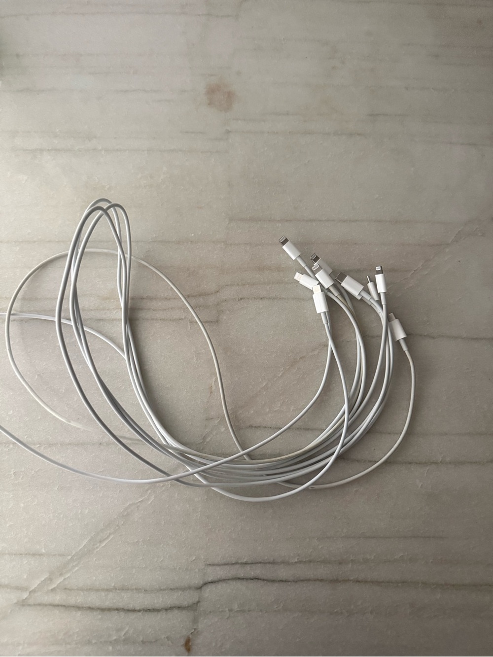 Set of 5 White Lightning to USB Charging Cables - From Apple